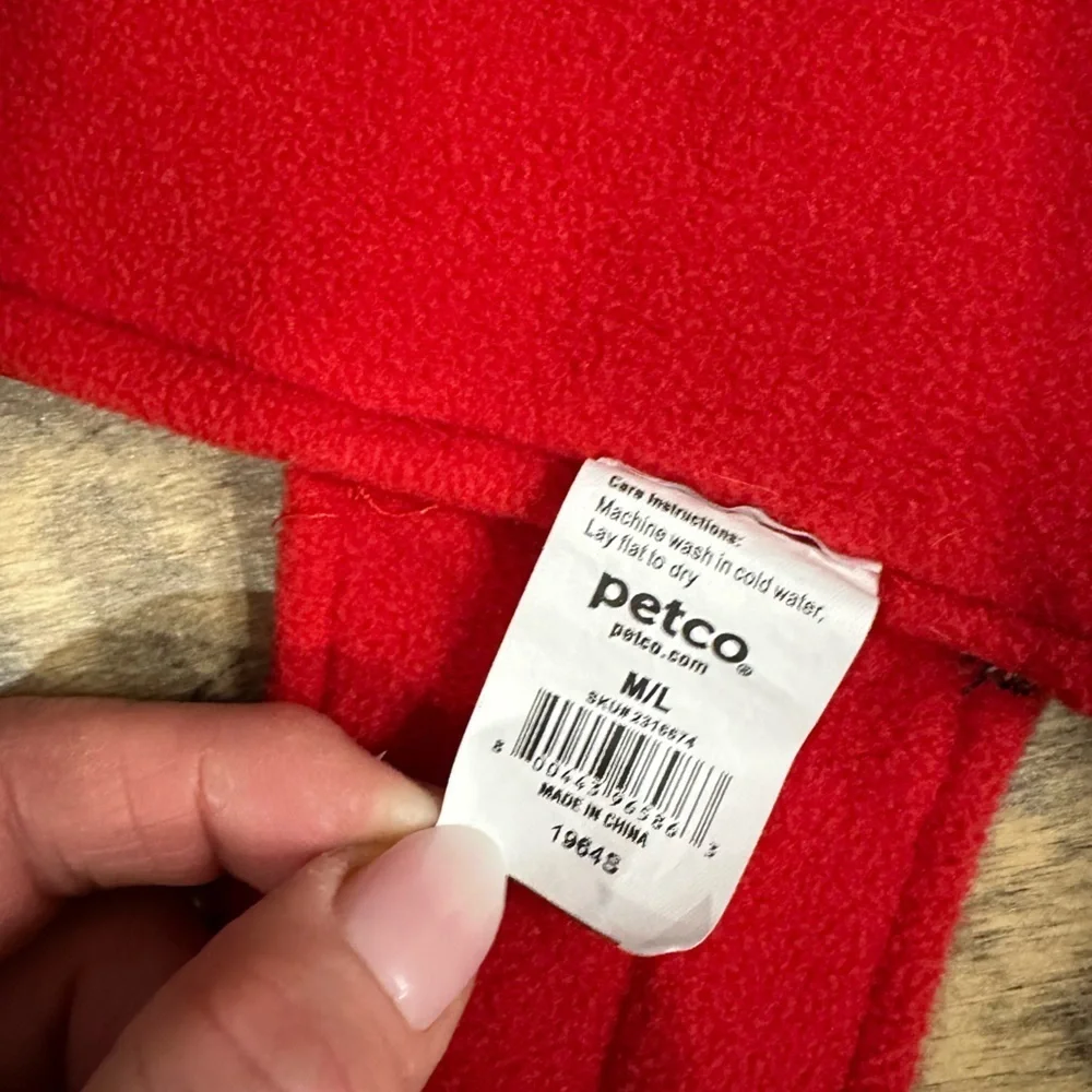 PETCO Red Twill and Fleece Dog Coat, Size M/L, EUC